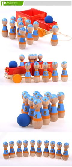 木制消防車 兒童保齡球車玩具 鍛煉抓取運(yùn)動(dòng)