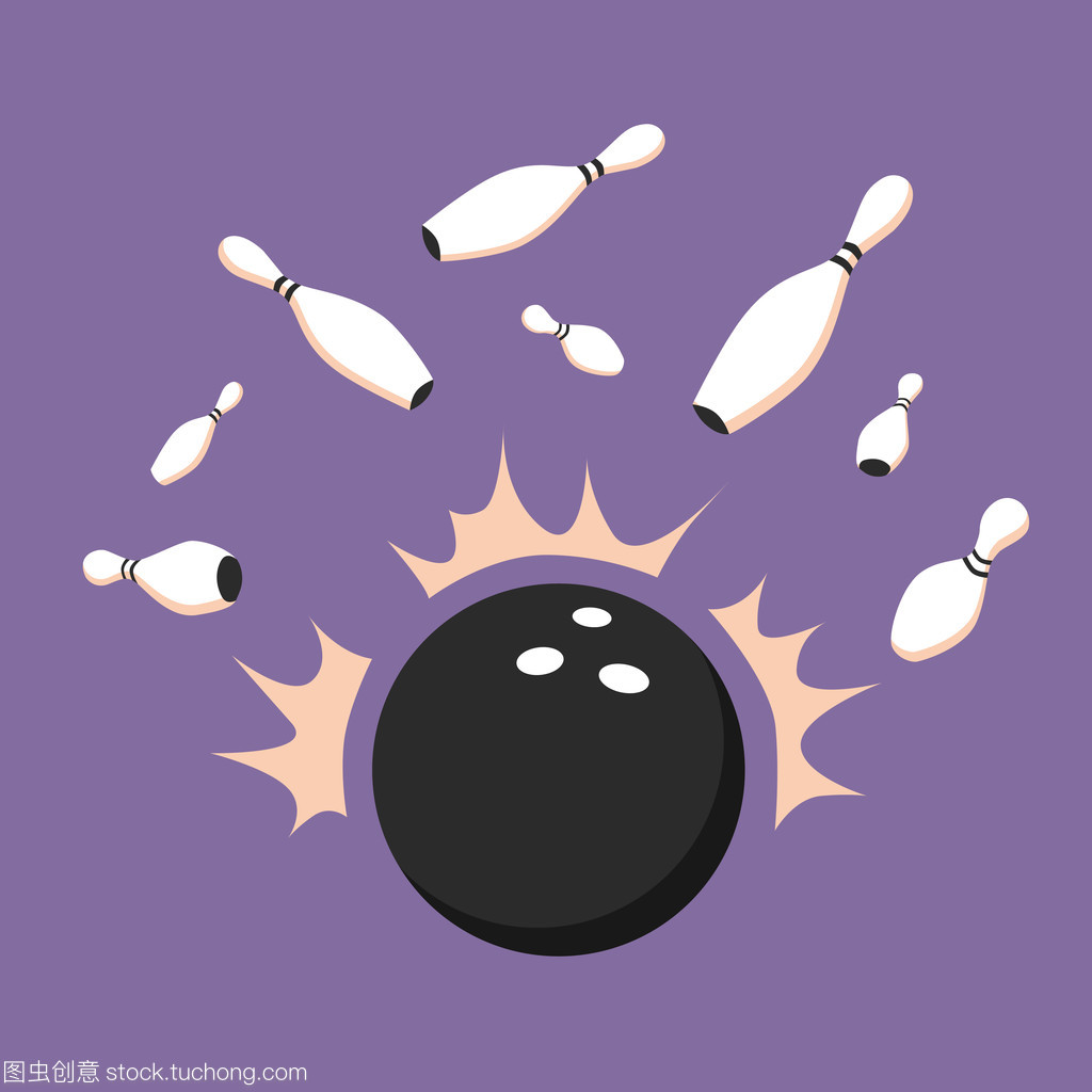 保齡球運動中的球。散點圖的針腳。矢量卡通插畫